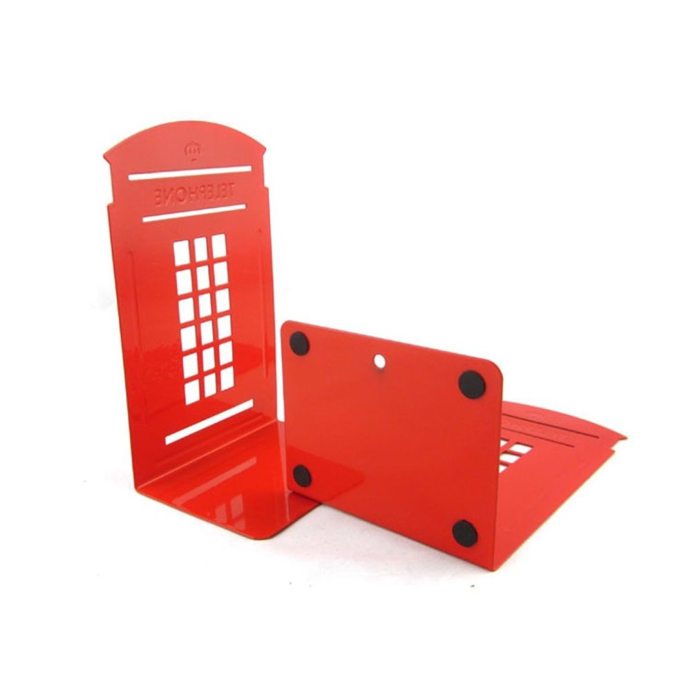 London Telephone Booth Non-Slip Metal Bookends  | NEW!